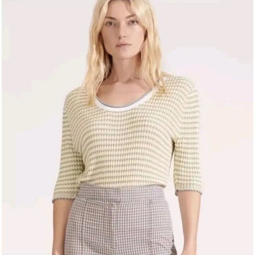 Veronica Beard Dany Ribbed Intarsia Scoop Neck Sweater Size Large As Seen on TV